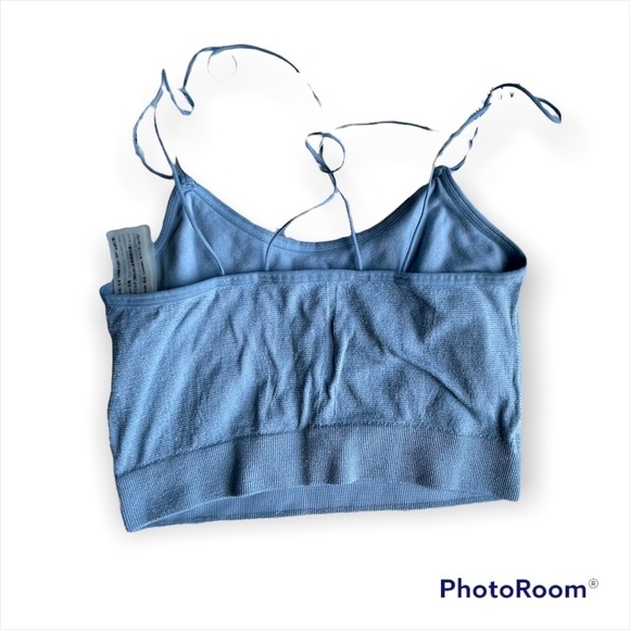 Hollister Gilly Hicks Light Blue Glitter Cross Spaghetti Strap Cropped Tank Top - Picture 3 of 6